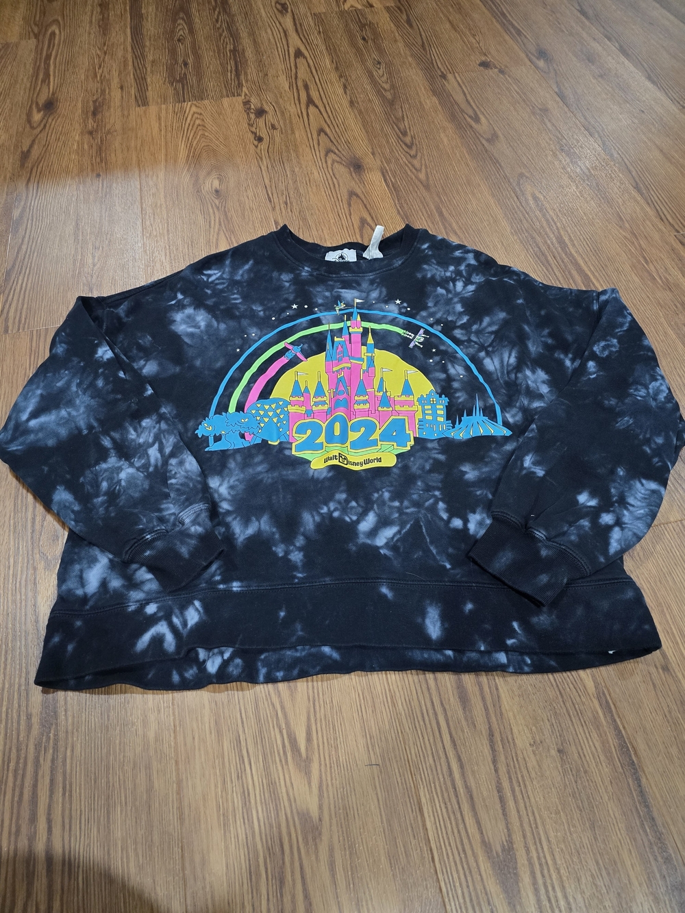 Disney Black Tie-Dye Castle 2024 Graphic Sweatshirt